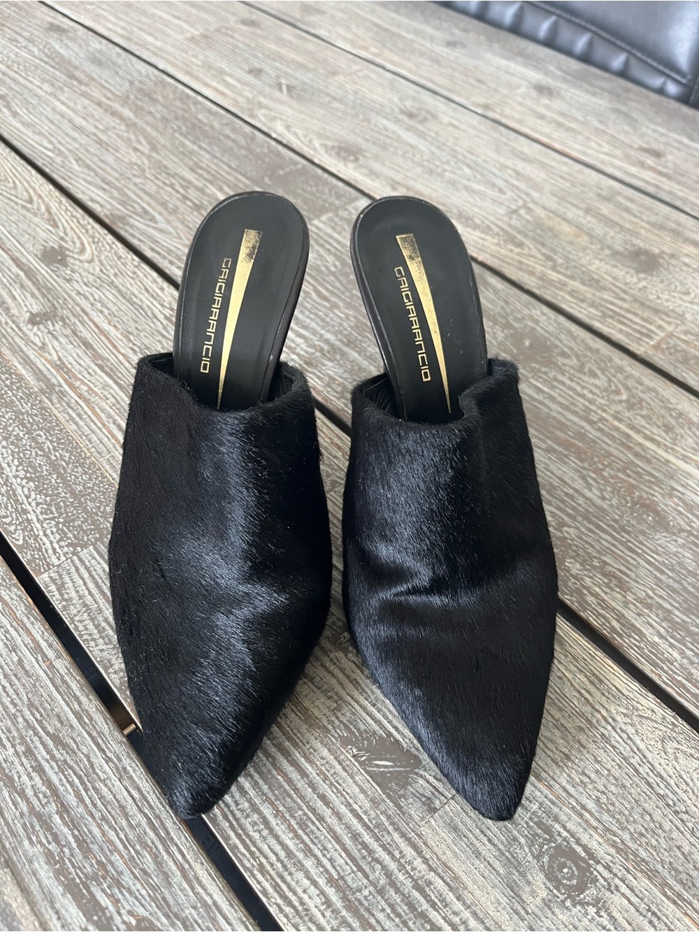 Pony black mules, size EU39.
